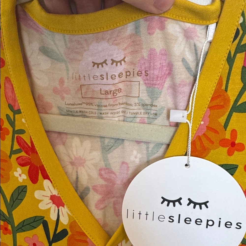 Little Sleepies womens Floral V-Neck Pajama Top Golden Yellow Large - Picture 3 of 5